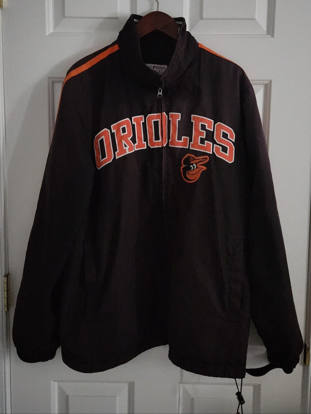Vintage 2000s Carl Banks Baltimore Orioles Men's Black Orange Pullover Jacket